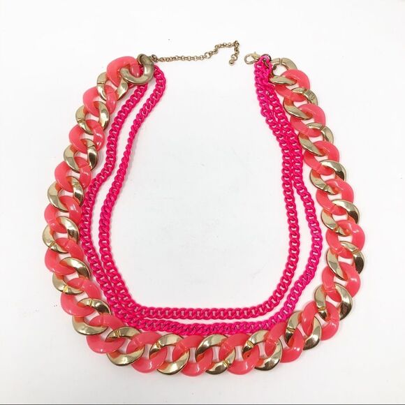 Nordstrom Pink and Gold Toned Chain Necklace - Picture 1 of 2